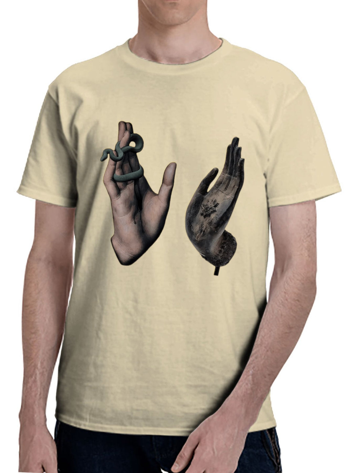 Camiseta de colores con estampado «La mano de Dios», 100 % algodón, de alta gama y a medida