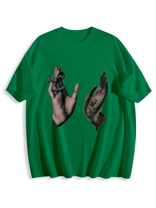 Camiseta de colores con estampado «La mano de Dios», 100 % algodón, de alta gama y a medida