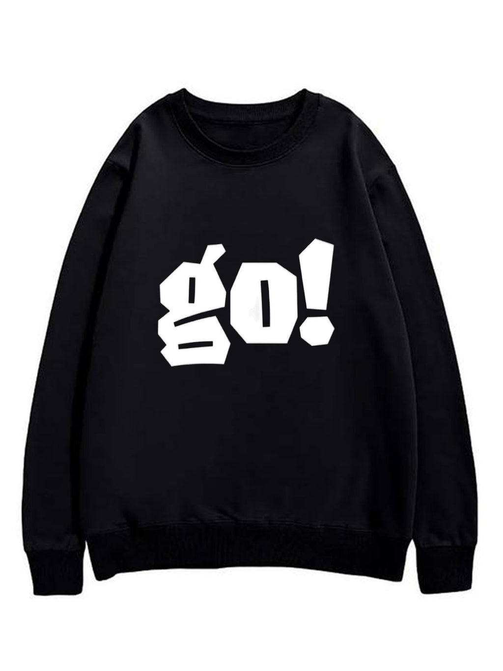 Camiseta negra de manga larga con el estampado «GO!».